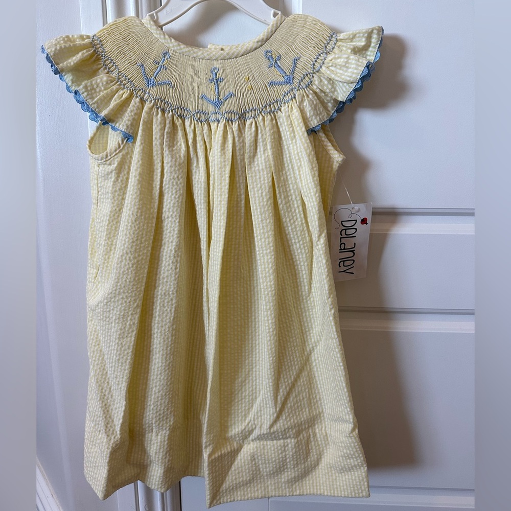 NWT! Brand: Delaney. Size: 18 months. Colors: yellow and white w/blue embroidery